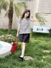 Conjunto de Verano a Cuadros para Niñas de Manga Corta Estilo Academia Japonesa Pantalones Cortos Sueltos Conjunto de Dos Piezas Elegante Versátil Nuevo