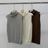 Chaleco de Punto sin Mangas para Mujer, Color Azul Islandia 6, Lana, Corte Holgado, Cuello Medio Alto, para Principios de Otoño, Adelgazante, Estilo Coreano, Corte Holgado