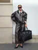 Moda de Calle Transfronteriza Estilo Fresco Silueta Brillante Cremallera Chaqueta de Piel Sintética Falda Recta de Cintura Alta Conjunto Atuendo de Verano para Mujer