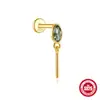 Plata de Ley 925 Ágata Acuático Natural Geométrico Cabeza Plana Rosca Interna 16g Piercing Stud para Hélice Auricular Joyería Popular para Oreja en Stock