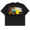 Camiseta de gran tamaño con hombros descubiertos, estilo rap, hip hop, Jus Wald, Juice WRLD, grafiti callejero europeo y americano.