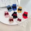 Lindos Guantes de Invierno Peludos Cálidos y Resistentes al Frío a Prueba de Viento para Estudiantes, Ciclismo, de Cinco Dedos, con Lazo, de Felpa y Tejidos para Mujeres