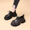 Mocasines Calientes para Mujer 2024 Primavera y Otoño Nuevo Estilo Académico Retro Británico Calle Frita Versátiles Plataforma Zapatos Pequeños de Cuero