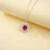 Collar de Plata S925 con Rubí de Cultivo Zhou Hengfu Versátil Moda Lujo Ligero Nicho Cadena para Clavícula de Mujer Directo del Fabricante