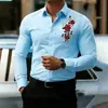 Nueva camisa casual de negocios de manga larga para hombre 2026 con estampado de rosas, elegante y versátil para el trabajo, con tejido elástico en cuatro direcciones
