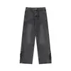 Jeans Reto Desgastado Estilo Retro Americano Oreeta para Homens e Mulheres, Marca Tendência High Street Vintage Calças de Perna Larga, Feito Sob Medida