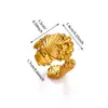 Anel Aberto de Aço Titânio Banhado a Ouro 18K com Zircônia Estrela do Mar Concha Cruzada Anel de Metal de Luxo Acessível Atacado para Mulheres