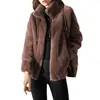 Abrigo de invierno para mujer, engrosado con forro polar, forro polar de coral de doble cara, cuello alto, sudadera cálida, cárdigan elegante, top de forro polar con cremallera
