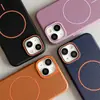 Funda Oficial de Cuero Liso con Textura TPU para Teléfono Móvil Adecuada para Apple 1615Promax Delgada Círculo Magnético Anti-Caída Cubierta Protectora