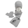 Conjunto de Três Peças 100% Lã Pura Outono e Inverno Chapéu de Tricô de Cor Sólida, Luvas, Cachecol para Homens e Mulheres, Design Quente e Sem Costura de Peça Única