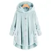 Transfronterizo Amazon Nueva Marca de Moda Europea y Americana Sudadera con Capucha y Botones de Felpa Color Sólido Chaqueta Sudadera de Forro Polar Transfronterizo