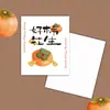 Cartões de Bênção Simples, Caquis e Amendoins da Sorte, Caixas de Presente da Série Flores e Frutas, Cartões de Cumprimento Quadrados Pequenos Criativos