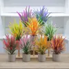 Orejas de Trigo de Lavanda Simuladas Flores Artificiales Flores de Plástico Plantas Macetas Falsas Decoración Hogar Sala de Estar Adornos Florales
