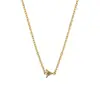 Collar de Acero de Titanio Acero Inoxidable para Mujer, No se Desvanece, Circonita Engastada en Garras, Acero de Titanio Transfronterizo Chapado en Oro de 18K Collar No Desvanecible