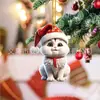 Transfronteiriço Novo Natal Gato Fofo Árvore de Natal Pingente Decoração de Casa Janela Parede Pingente Ano Novo 2024