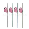 Canudo Plástico Criativo Descartável para Festa Decoração de Mesa de Sobremesa Bebida Fruta Favo de Mel Flamingo Abacaxi Canudo