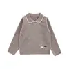 Suéter de Invierno para Niñas Wuli Bu Yi Nuevo Estilo Francés Cálido Top Ajustado con Solapas Ropa Elegante para Niños