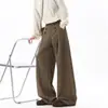 Pantalones Anchos Plisados para Pareja Casual, Estilo Trendy Old Money para Hombre, Doble Botonadura con Botones Relajados
