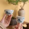 Juego de Té de Cerámica Taza de Degustación de Té Pintada a Mano Paisaje Azul Taza de Té Maestra Kung Fu Taza Individual Té Nuevo Chino Bajo Esmalte Color Flor Boca