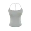 Camisole de Verão Feminina Camada Base Roupa Íntima com Bojo Embutido Roupa Externa Costas Abertas Alça no Pescoço Sem Mangas Esporte Fitness Belo Top para Costas