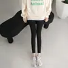 Suministro Exclusivo Transfronterizo de Leggings de Algodón Canalé con Raya Vertical, Forro Polar y Engrosados, Etiqueta R, Largo de Nueve Puntos, Adecuados para Ropa Exterior, Deporte y Calidez