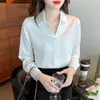 Camisa de Satén Azul Simple y Elegante para Mujer, Manga Larga Adelgazante, Cuello Cuadrado Estilizado, Blusa de Chifón, Primavera y Otoño 2026