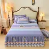 2025 Estilo Princesa Todo Algodón Faldón de Cama Pieza Única Engrosado Algodón Puro Acolchado Cepillado Cama de 1.8m Colcha Funda de Almohada Juego de Tres Piezas