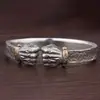 Pulseira Sólida Punho de Poder com Design Personalizado, Simbolizando Grande Poder, Aberta, para Homens, Atrai Riqueza e Boa Sorte, Estilo Vintage