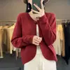 Cárdigan de Lana Pura para Mujer Cuello Redondo Industria Pesada Suéter de Ganchillo Chaqueta Holgada Dulce Casual Suéter de Lana Top Tejido