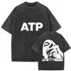 Camiseta Vintage Lavada Nsqk Aoou Piensa en Mí Nuevo Álbum 2025 para Hombre Hip-Hop Gótico