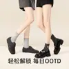 Calcetines de algodón puro para mujer para primavera y otoño, calcetines de media pantorrilla sin costuras, estilo universitario, calcetines bordados con lazo, calcetines grises apilados estilo coreano