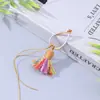 Llavero con Hebilla de Anillo de Color Degradado Tejida a Mano Colgante de Borla Accesorio Colgante de Broche Decoración de Cadena para Teléfono Móvil