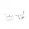 Comercio exterior corte acero titanio lindo gatito aretes para mujer diseño nicho personalidad simples versátiles aretes de acero inoxidable