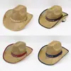 Chapéu Masculino com Proteção Solar, Aba de Bambu, Chapéu de Sol, Chapéu de Cowboy Ocidental, Chapéu de Palha Masculino para Primavera e Verão, Chapéu de Praia