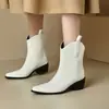 Aliexpress Fornece Botas Curtas de Bico Fino e Salto Grosso Estilo Europeu e Americano para Mulheres Tamanho Grande Botas de Outono e Inverno Dropshipping Transfronteiriço