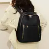 Mochila de Nylon Estilo Retro Europeo y Coreano Estilo Británico, Mochila Negra de Color Sólido Simple a la Moda, Bolsa de Viaje, Mochila Escolar Casual