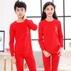 Conjunto de Ropa Interior Térmica de Algodón Rojo Brillante para Adolescentes Niños, Pijamas Infantiles, Conjuntos Térmicos para Niñas