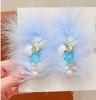 Nuevos accesorios para el cabello de otoño e invierno para niñas, horquilla de plumas tridimensional de hadas, concha de sirena, borla Ji, accesorios para el cabello de princesa para niños.