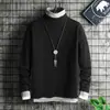 Roupas Masculinas Europeias e Americanas Outono Novo Suéter Cáqui de Gola Baixa Masculino Pulôver de Tricô Gola Redonda Suéter