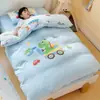 Conjunto de Colcha de Três Peças para Jardim de Infância, Veludo de Leite Espessado, Conjunto de Roupa de Cama de Seis Peças para Bebês que Entram no Jardim de Infância, Roupa de Cama com Forro de Fleece, Estilo Desenho Animado