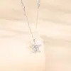 Collar de Estrella de la Suerte de Plata de Ley S925 para Mujer Colgante de Estrella de Cinco Puntas con Diamante Cadena para Clavícula Estilo Lujoso Accesible Exquisito Mismo Estilo
