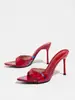 Sapatos de Salto Alto Femininos para Primavera e Verão, Bico Fino, Salto Fino, Mules de Uma Tira, Modernos, Versáteis, Sandálias Elegantes de Salto Alto