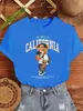 Camiseta de Mujer Estampado de Oso Calle California Moda Casual Moda Algodón Ropa Suelta Cuello Redondo Manga Corta