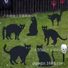 Silueta Popular de Gato Negro Decoración de Jardín de Halloween Decoración para Césped Exterior Enchufe Festivo
