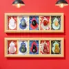 Porta-Retrato de Cabochão de Cristal Natural em Forma de Cuia, Ornamento de Cinco Bênçãos e Atração de Riqueza, Pedra Bruta de Cristal Amarelo Púrpura, Decoração de Mesa de Escritório