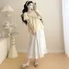 2026 Nuevo Estilo de Verano Estilo Coreano Holgado Casual Top + Falda de Soporte Abdominal Conjunto de Maternidad Conjunto de Dos Piezas