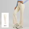 Calça Flare Linha T para Yoga, Calça Cropped Flare de Cintura Alta Justa para Corrida, Calça Esportiva de Fitness Alta Elasticidade, Calça Levanta-Bunda