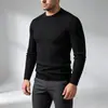 Suéter de punto trenzado para hombre 2026, cuello redondo, ajuste slim, elástico, manga larga, Otoño Invierno, Capa interior de negocios, Capa base