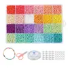 Cuentas de Vidrio Sólido de 24 Colores para Accesorios de Joyería DIY, Set de Cuentas Letra Pintadas en una Caja para Materiales de Fabricación de Pulseras