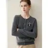 Cárdigan de punto jacquard de panda con cuello redondo para mujer, de cachemir puro, abrigo suéter casual holgado, transfronterizo